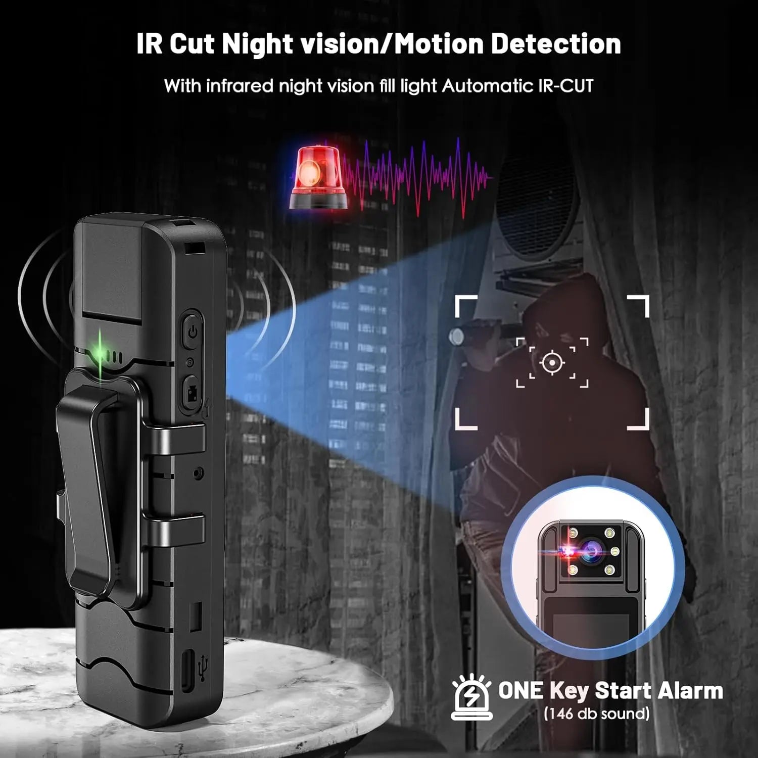 1080P FHD Mini Wearable Body Camera with Night Vision, 64GB Storage, 6-Hour Battery