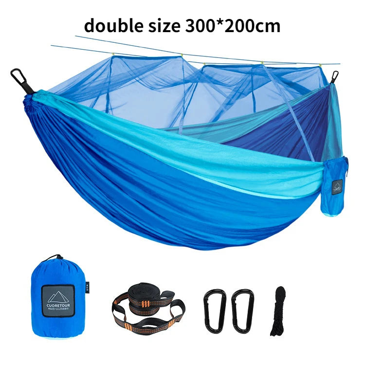 Single or Double Camping Hammock with Mosquito Net