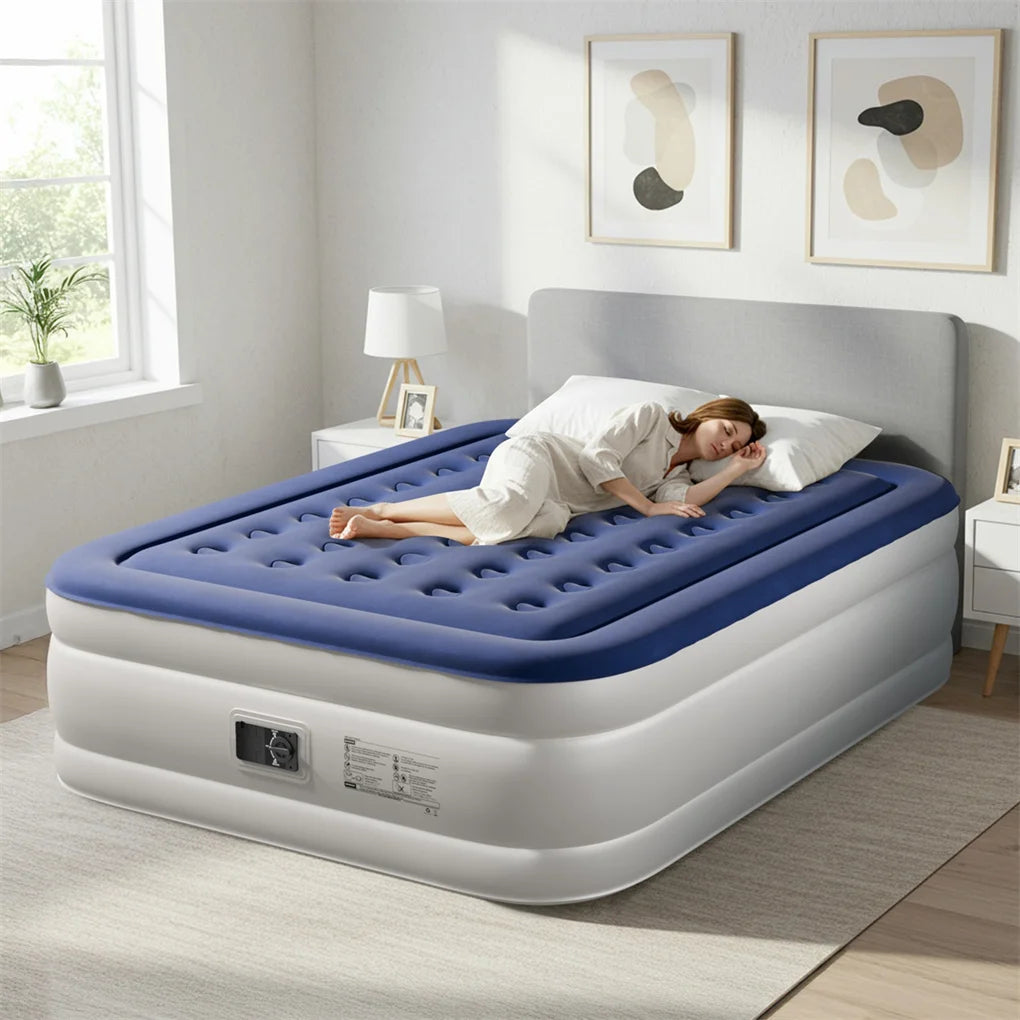 Queen 18in Raised Comfort Air Mattress with Built-in Pump