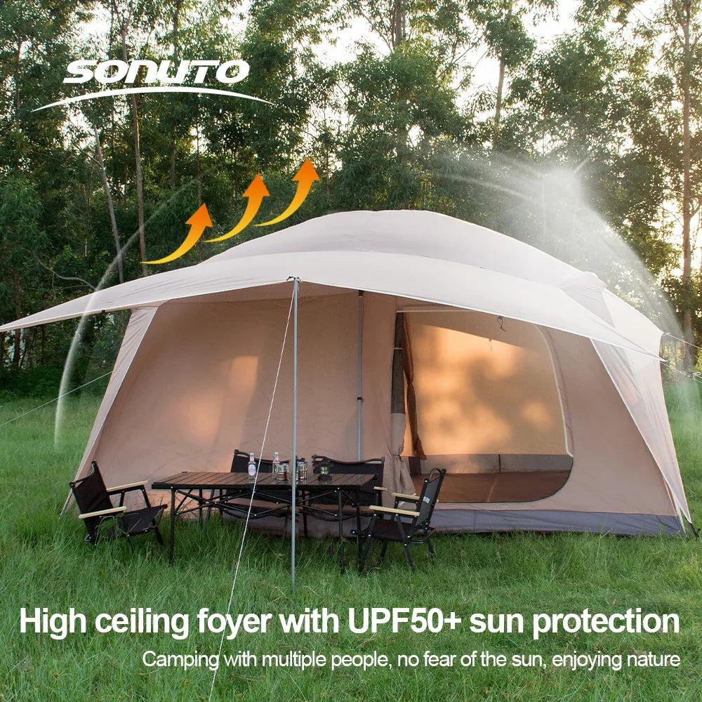 8-12 Person 2 Room Instant Cabin Tent for Waterproof Windproof Family Camping