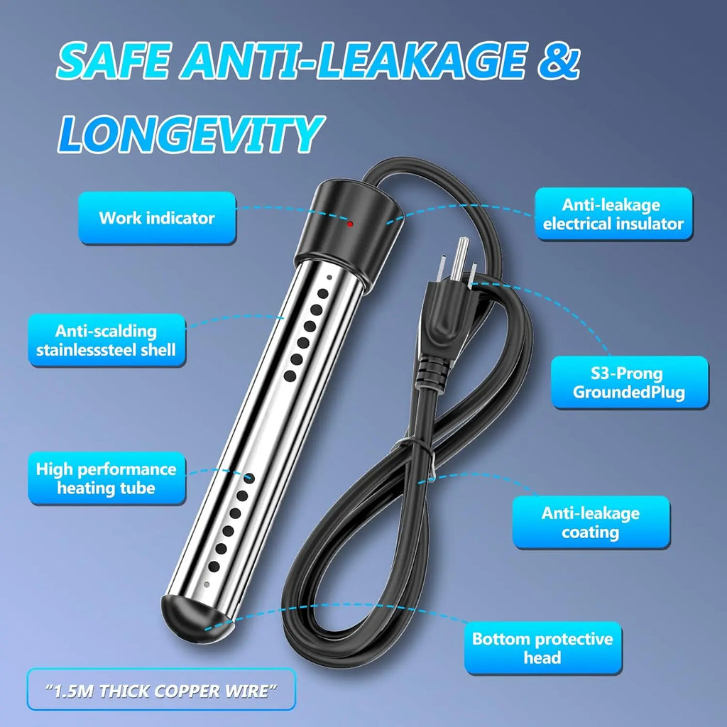 Portable Rechargeable Camping Shower with Immersion Heater & LED Display