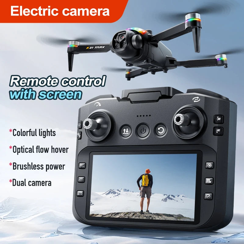 Folding Portable RC Drone Brushless Motor Screen Remote Control WiFi Low Latency Transmission Dual Camera 90° Wide Angle LED Rolling Light Outdoor Aerial Drone