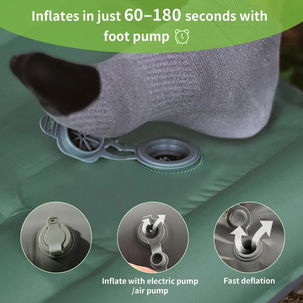Ultralight Extra Thick 4Inch Camping Sleeping Pad with Built-In Pillow And Foot Pump Inflatable Sleeping Mat for Outdoor Camping from China