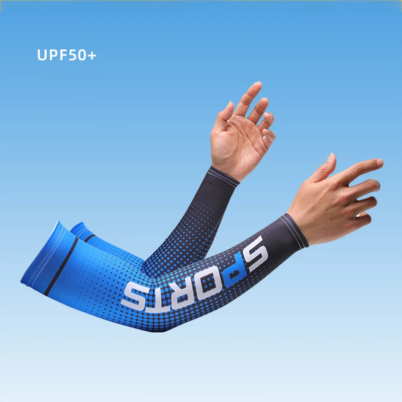 Sport Ice Arm Sleeves for Men Cycling UV Solar Cuff Breathable Summer Sun Protection Arm Cover Print Anti-Sunburn Long Sleeve from China