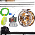 Complete Fly Fishing Starter Kit with 9ft 5/6 Weight Carbon Fiber Rod and CNC Aluminum Reel, Includes Case and Accessories