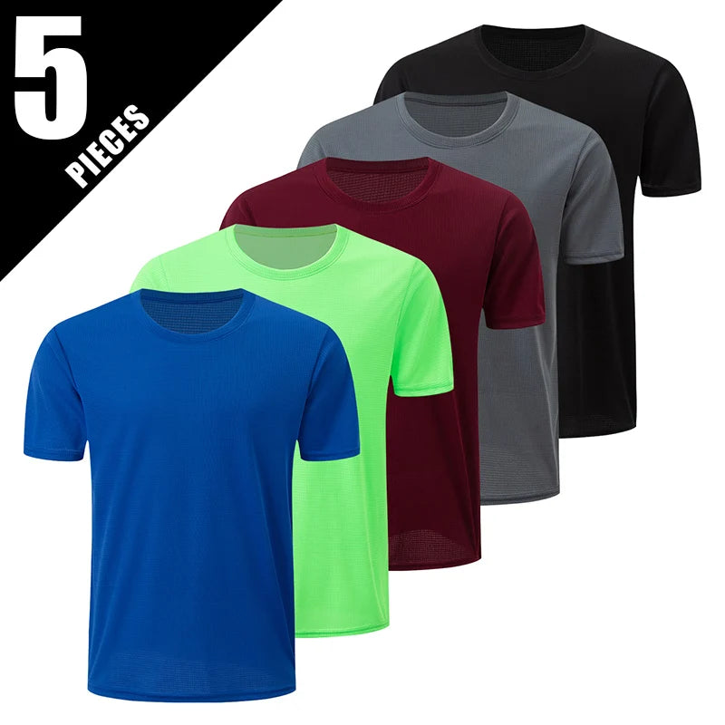 1-5 Pack Men's Quick-drying Short-sleeved Multi-size Mixed-color T-shirt