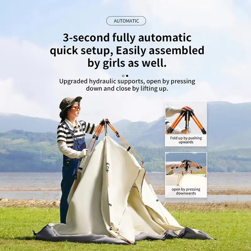 Outdoor Folding Tent Fully Automatic Quick Opening Tent 3-4 Person Self Driving Camping Tent Rain Proof Sun Proof Portable from China