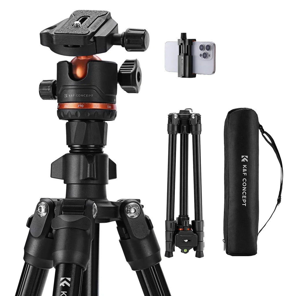 Lightweight 178cm Camera Tripod with Cellphone Clip