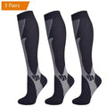 3 Pairs Breathable Nylon Compression Socks For Men Women Knee High Sport Running Hiking Skating Travel