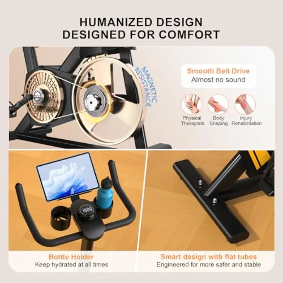 Indoor Cycling Bike for Home Exercise with Adjustable Magnetic Brake Pad Resistance Silent Belt Drive