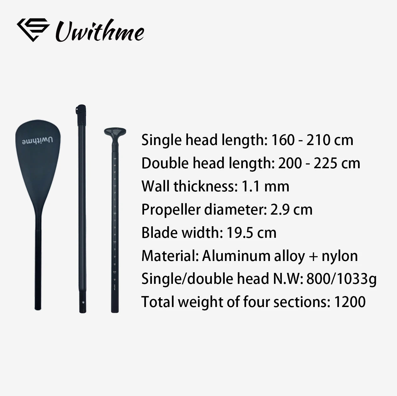 Convertible Single/Double Head Water Sports Paddle (Kayak, Canoe, Paddleboard) from China