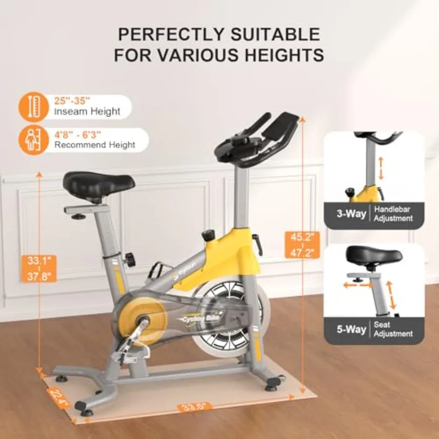 Home Exercise Bike with Adjustable Magnetic Brake Pad Resistance Silent Belt Drive