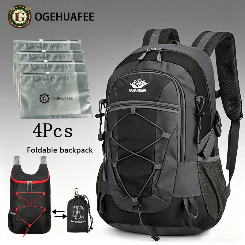 OGEHUAFEE Multi-functional Outdoor Hiking Backpack, Unisex Multi-purpose Bag, Lightweight Travel Hiking Luggage Storage Pack, Compatible with Stabilizing Trekking Poles