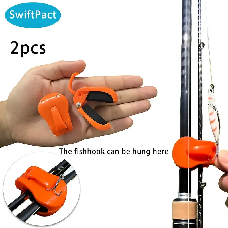 2Pcs Quick Install Fishing Rod Clip One Hand Holder for 2-Part Rods