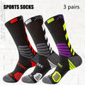 3Pairs Sport Running Socks Athletic Breathable Mesh Thick Compression Basketball Socks Sweat Absorb Professional Cycling Socks from China