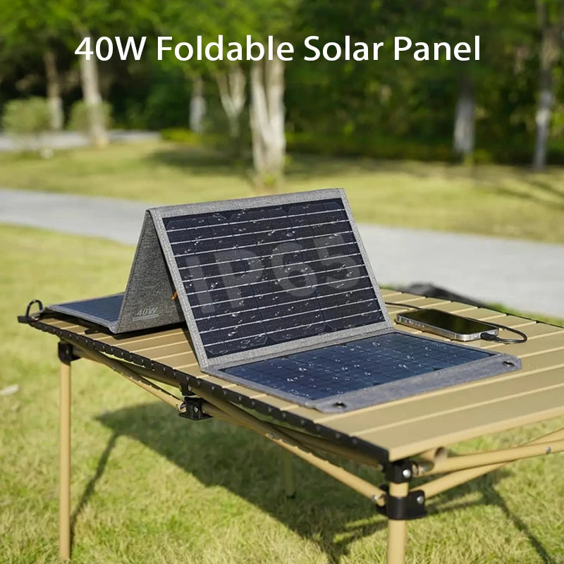 MHPOWOS 40W/80W Solar Panel Charger QC3.0 USB-A & Type-C Output IP67 Waterproof Foldable For Camping Hiking Outdoor Phone