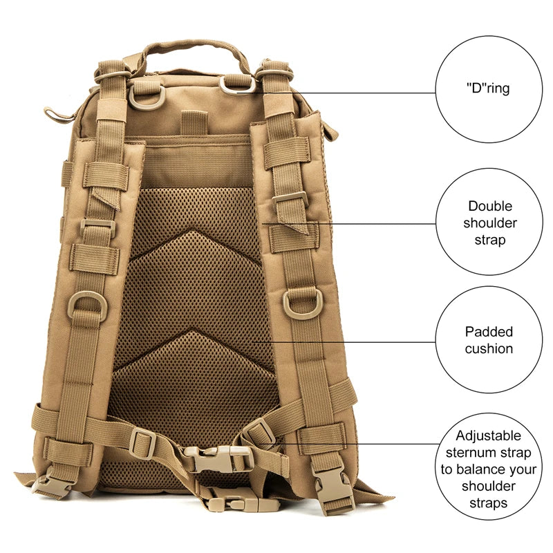 LQARMY Men Mochilas Tactical Backpack 30L Nylon Outdoor Waterproof Rucksack Hiking Camping Mochila Tactical Military Hunting Bags from China