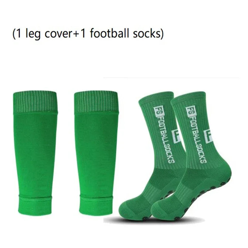 1 Set of High Quality FS Men's Leg Cover and Anti Slip Soccer Sports Socks