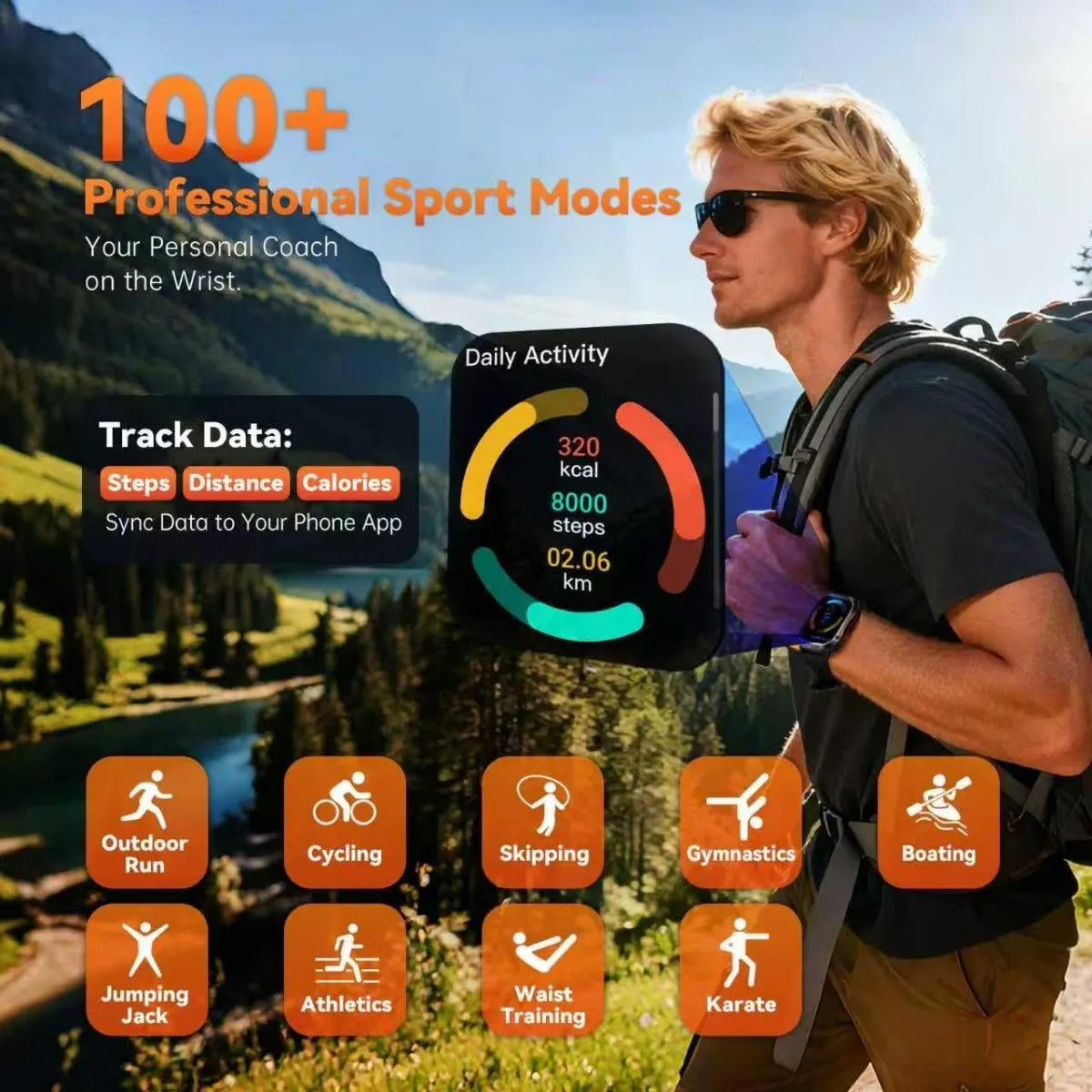 Military Tactical Smart Watch with Built-in GPS for iPhone/Android