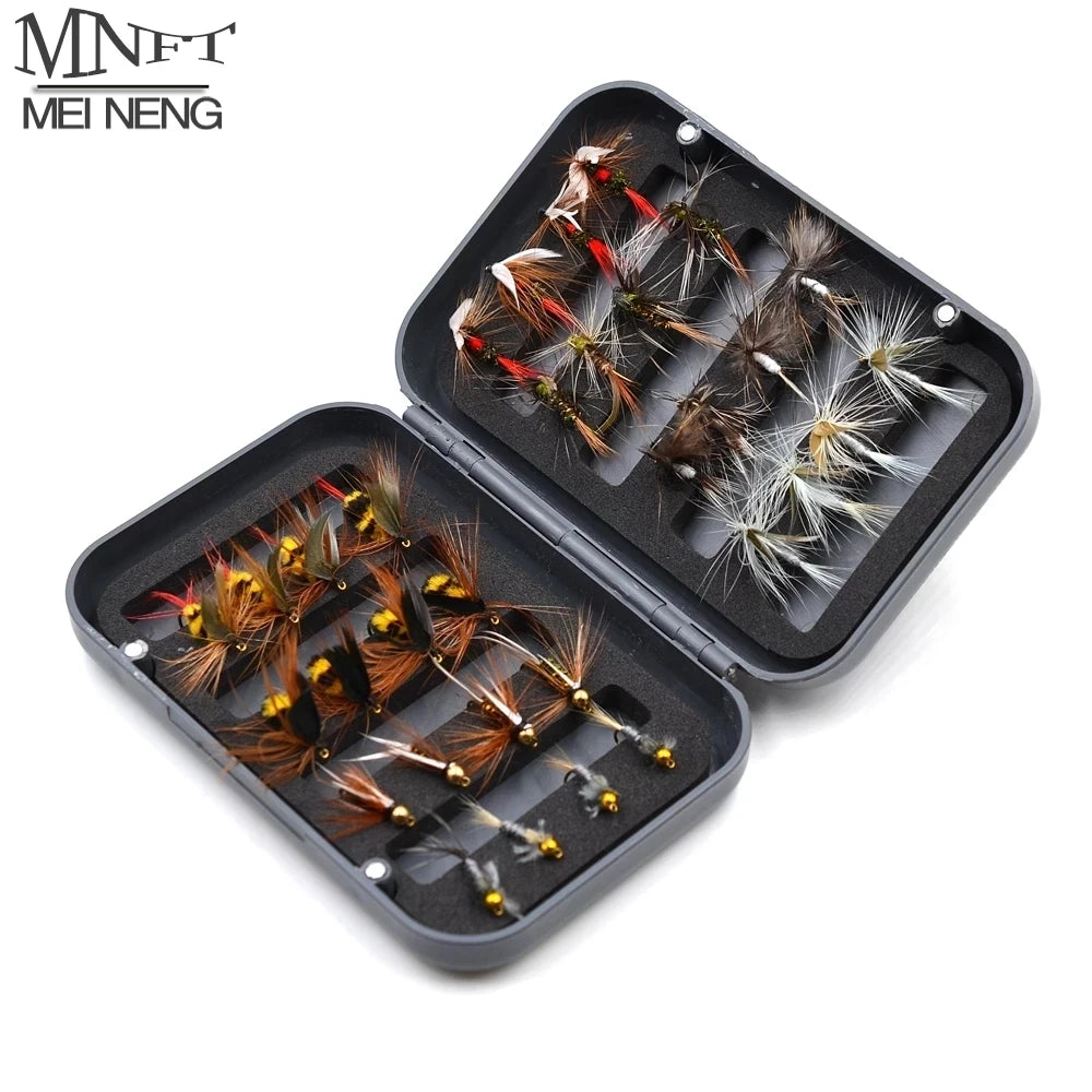 MNFT 32Pcs/Box Trout Nymph Fly Fishing Lure Dry/Wet Flies Nymphs Ice Fishing Lures Artificial Bait with Box from China