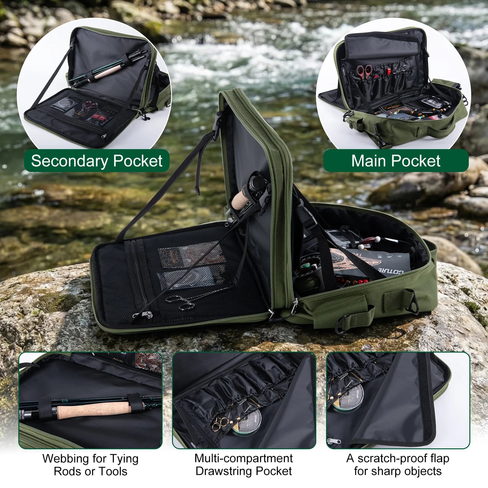 Goture Portable Complete Fly Fishing Rods Set 8-sections 9FT Fly Rod Reel Line Hooks Accessory Combo Full Fly Fising Rod Kit from China