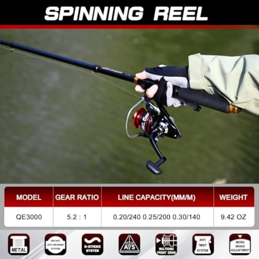 6.89ft Telescopic Carbon Fiber Fishing Rod and Reel Combo