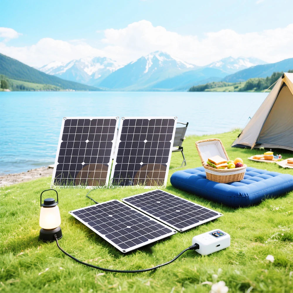2000W Portable Solar Panel Kit with 4*500W Panels Free 100A Controller Dual USB 5V