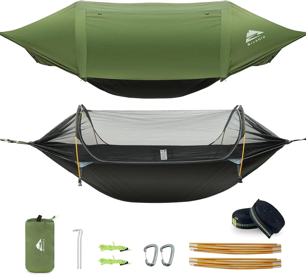 3-in-1 Waterproof  Lightweight Camping Hammock with Mosquito Net & Rainfly