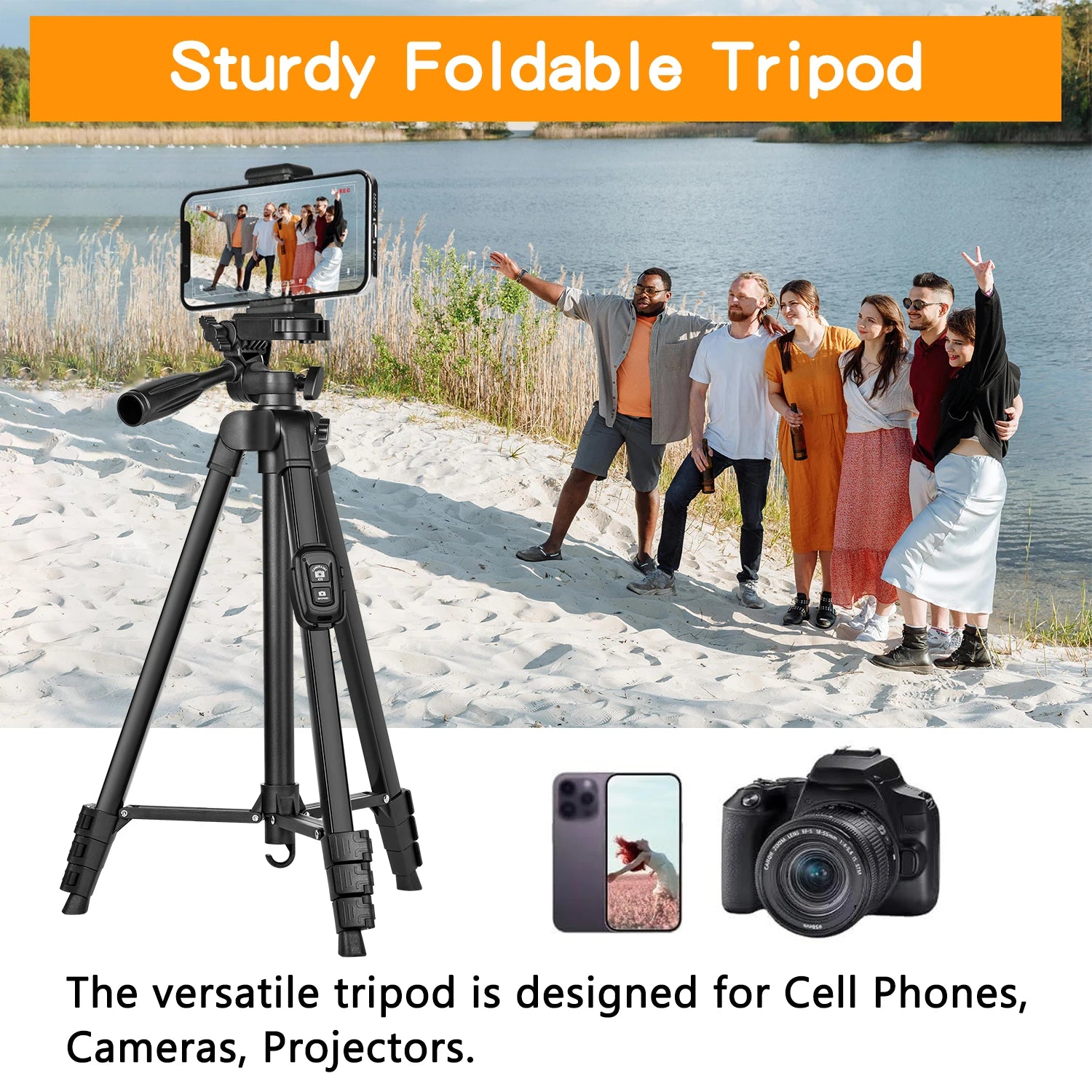 60 Inch/152cm Camera Tripod with Travel Bag, Mobile Phone Tripod with Remote Control, Professional Aluminum Alloy Portable Stand from China