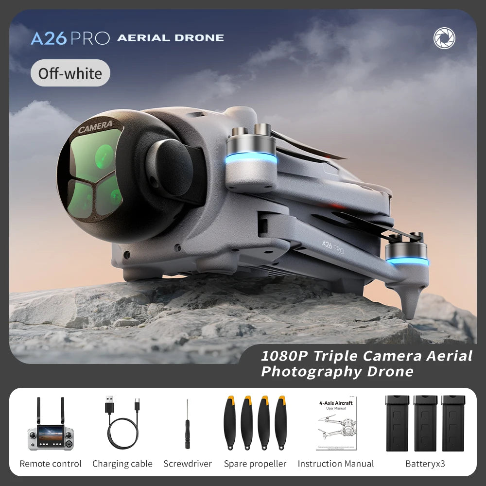 Lenovo A26 Pro Drone 4K HD 8k Triple Camera FPV Brushless Motor Obstacle Avoidance Foldable RC Quadcopter Professional Aerial from China
