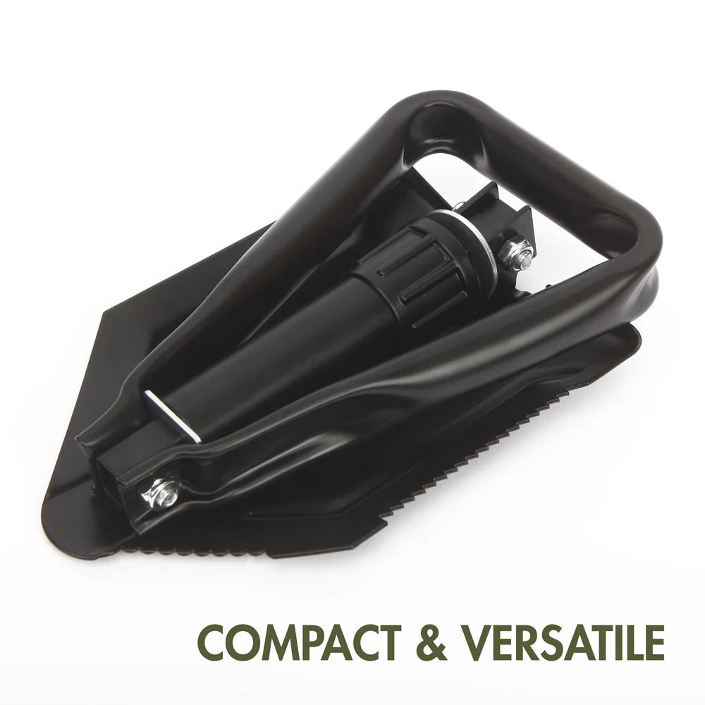 Heavy Duty Lightweight Portable Compact  Foldable Steel Shovel with Serrated Edge