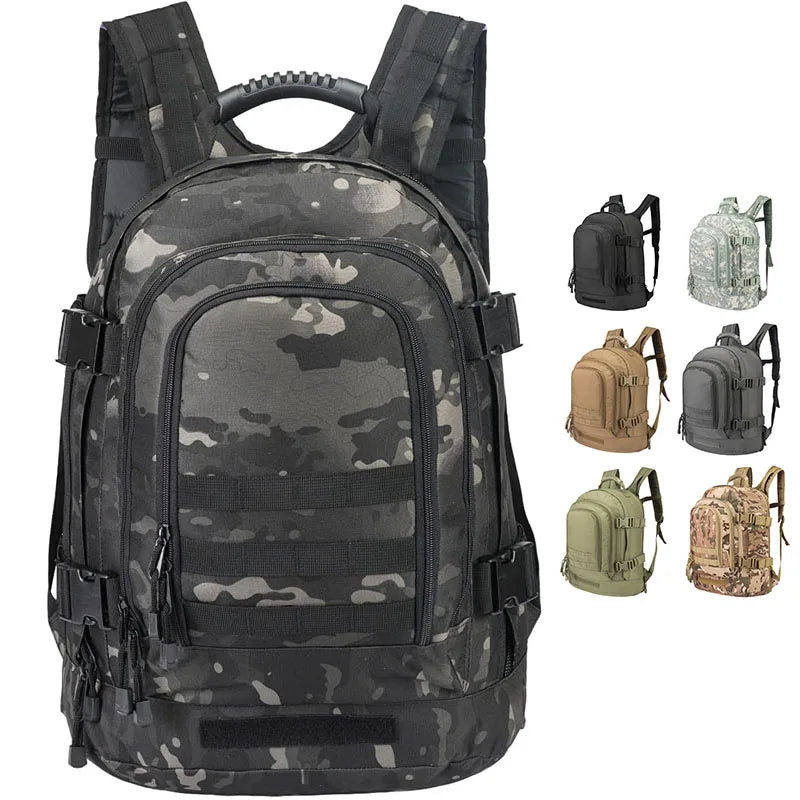 Extra Large 60L  Water Resistant Sturdy Outdoor Camo Travel Laptop Military Tactical Backpack For Men Women