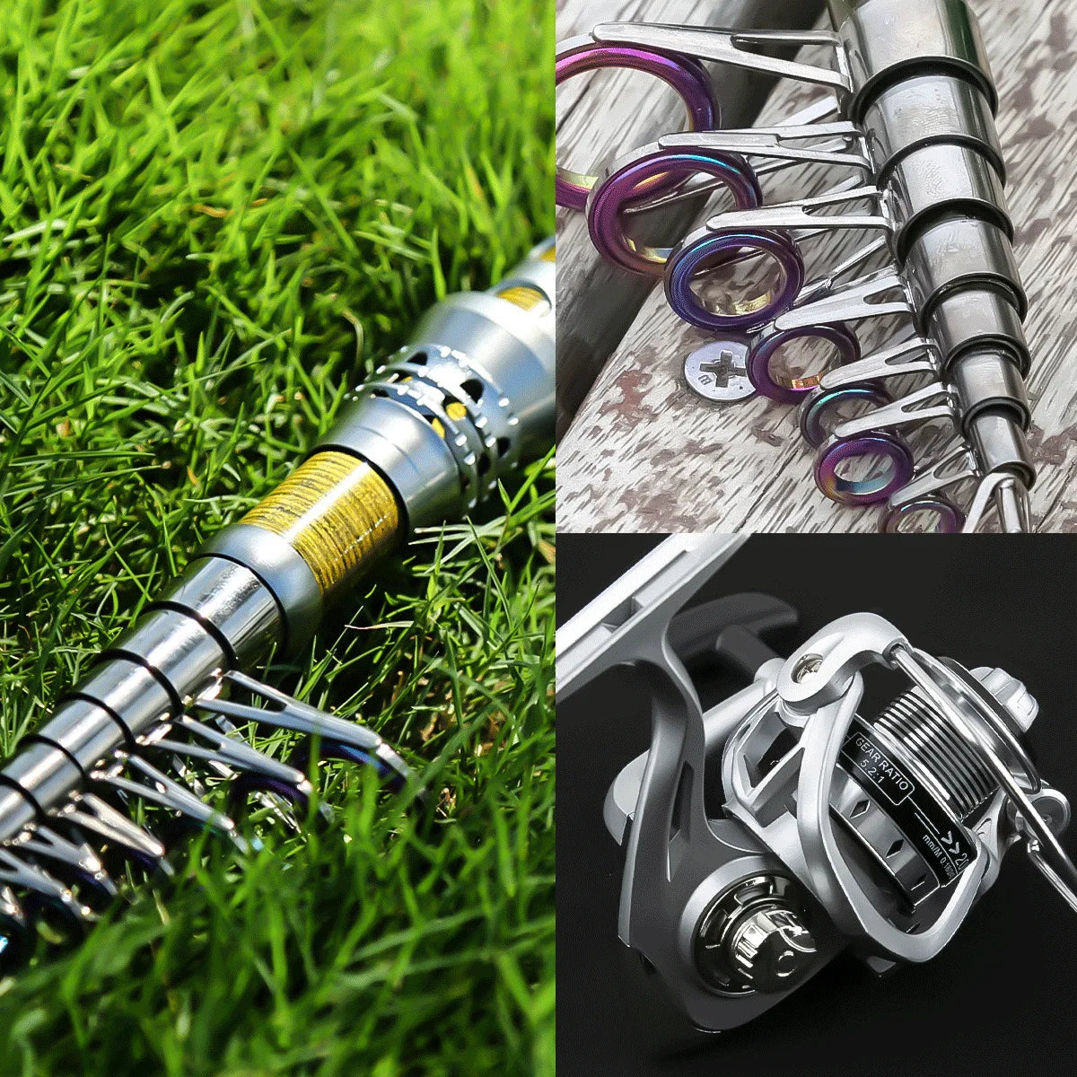 Telescopic Fishing gear rod and reel set