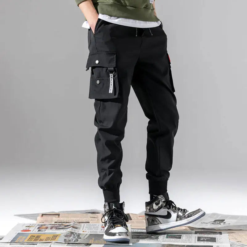 2024 New Trendy Solid Color Pants, Multi Flap Pocket Men's Cargo Pants, Loose Casual Outdoor Pants, Men's Work Pants oversized from China