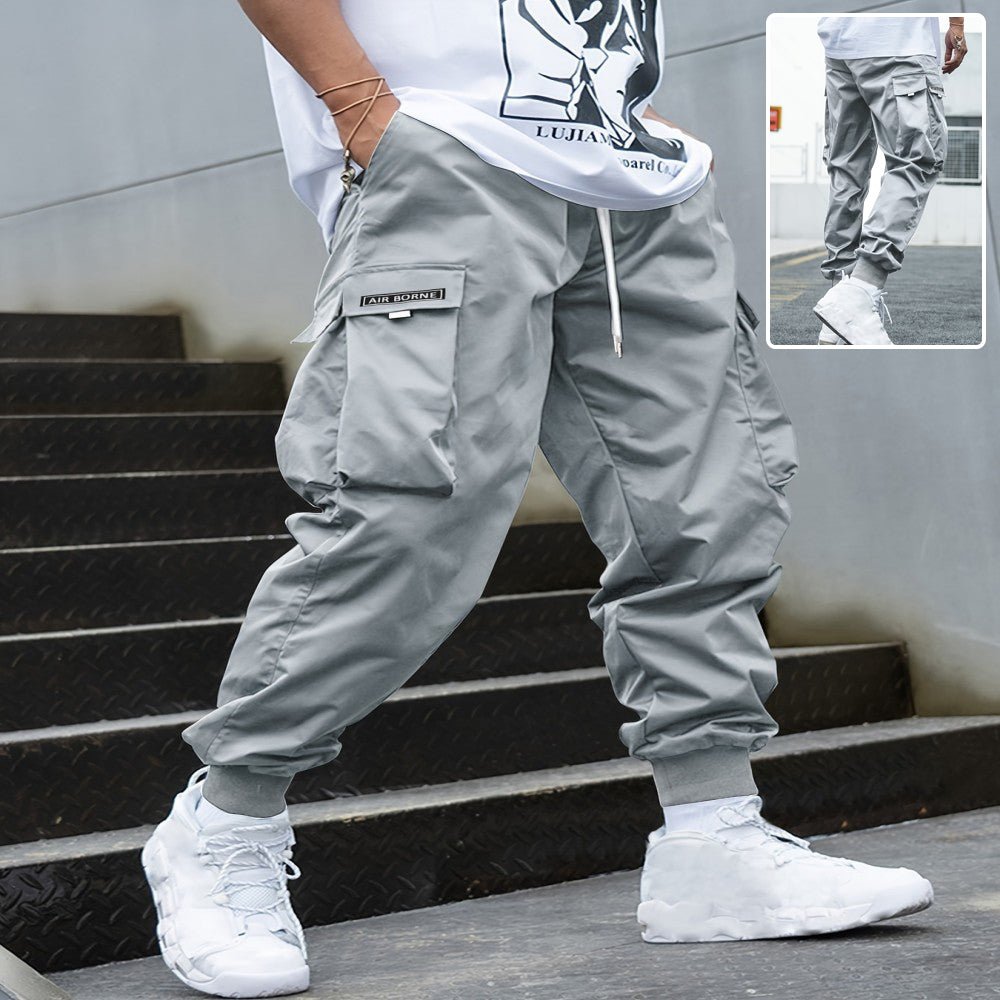 Multi-pocket Cargo Pants Men's Casual Hip-Hop Drawstring Trousers Outdoor Streetwear Sports Pant