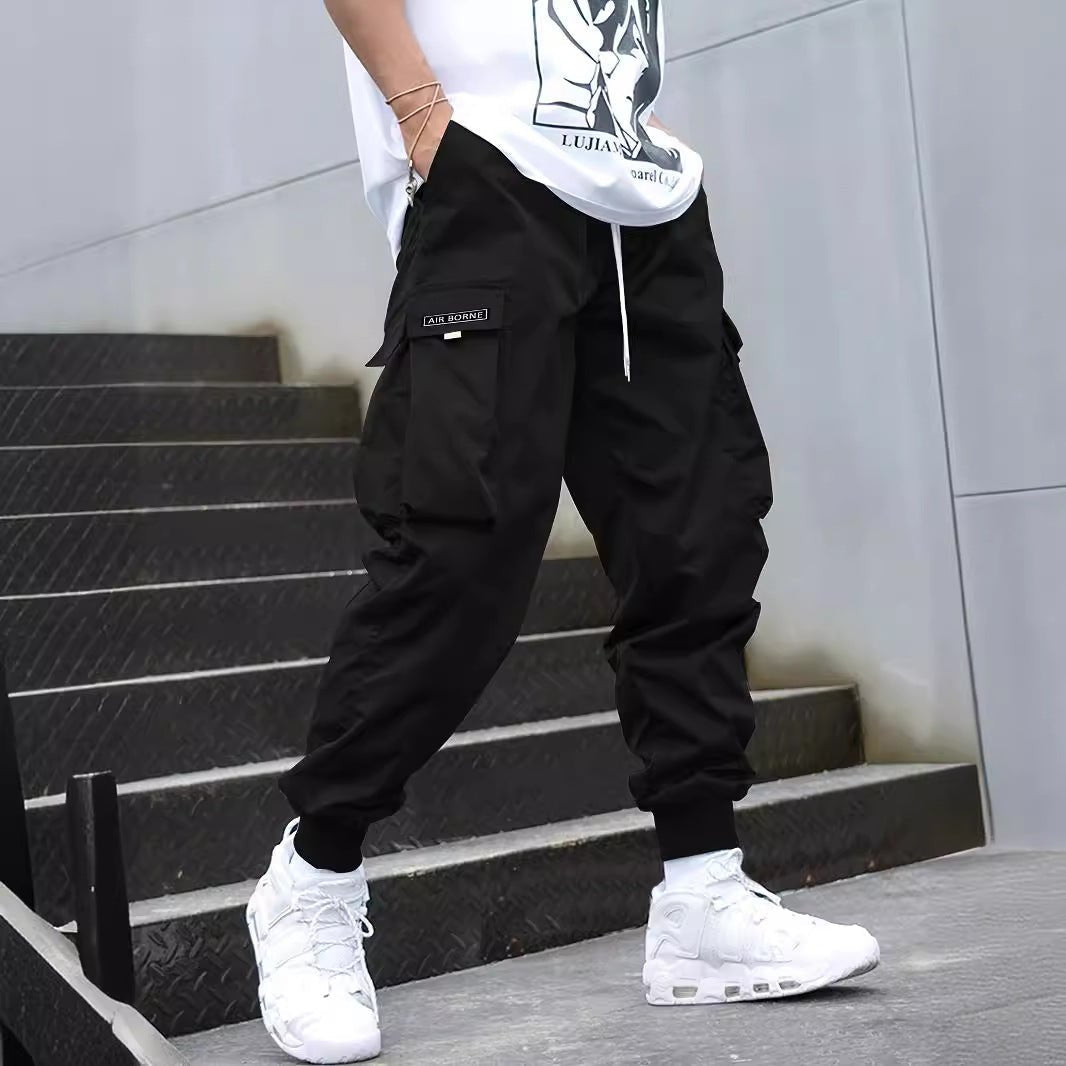 Multi-pocket Cargo Pants Men's Casual Hip-Hop Drawstring Trousers Outdoor Streetwear Sports Pant