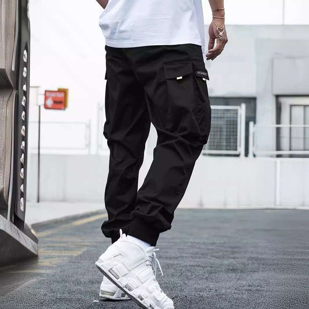 Multi-pocket Cargo Pants Men's Casual Hip-Hop Drawstring Trousers Outdoor Streetwear Sports Pant