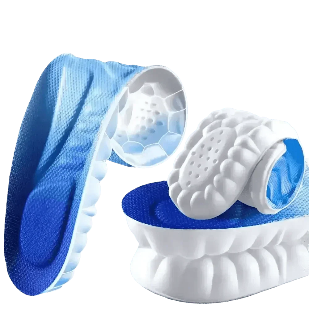 Blue and White Sports Insoles for Men - Breathable Shock Absorption Performance