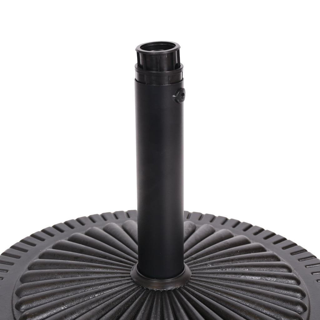 Black Rock Resin Outdoor Umbrella Base with Steel Support in Black Finish