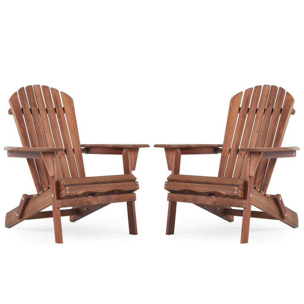 SoliWood Wooden Outdoor Folding Adirondack Chair Set of 2