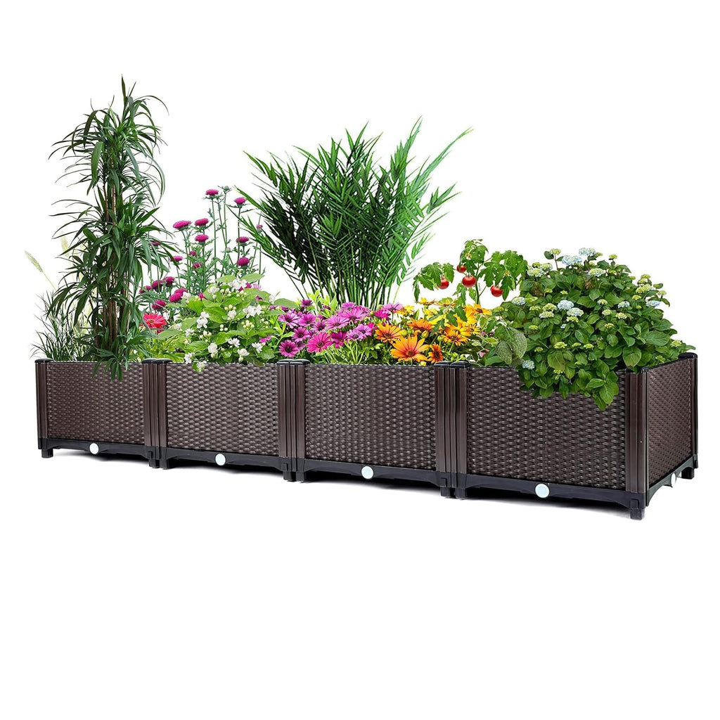 63x16x8 In. Self-Watering Raised Garden Bed Planter Box