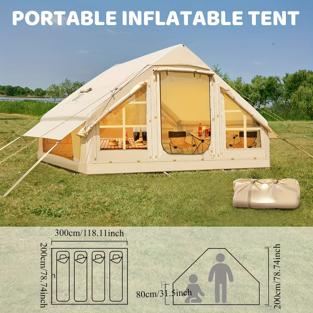 Inflatable Camping Tent for 4-6 Person,4 Season Camping Tent, Large Luxury Air Tent
