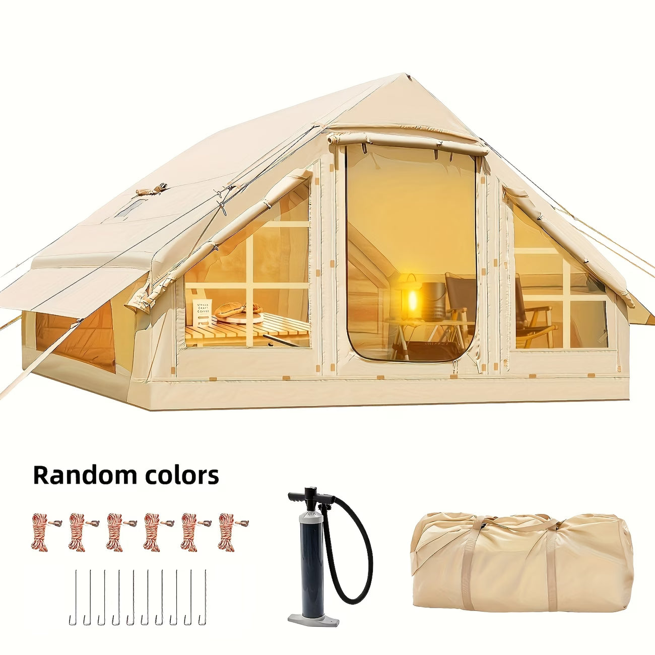 Inflatable Camping Tent for 4-6 Person,4 Season Camping Tent, Large Luxury Air Tent