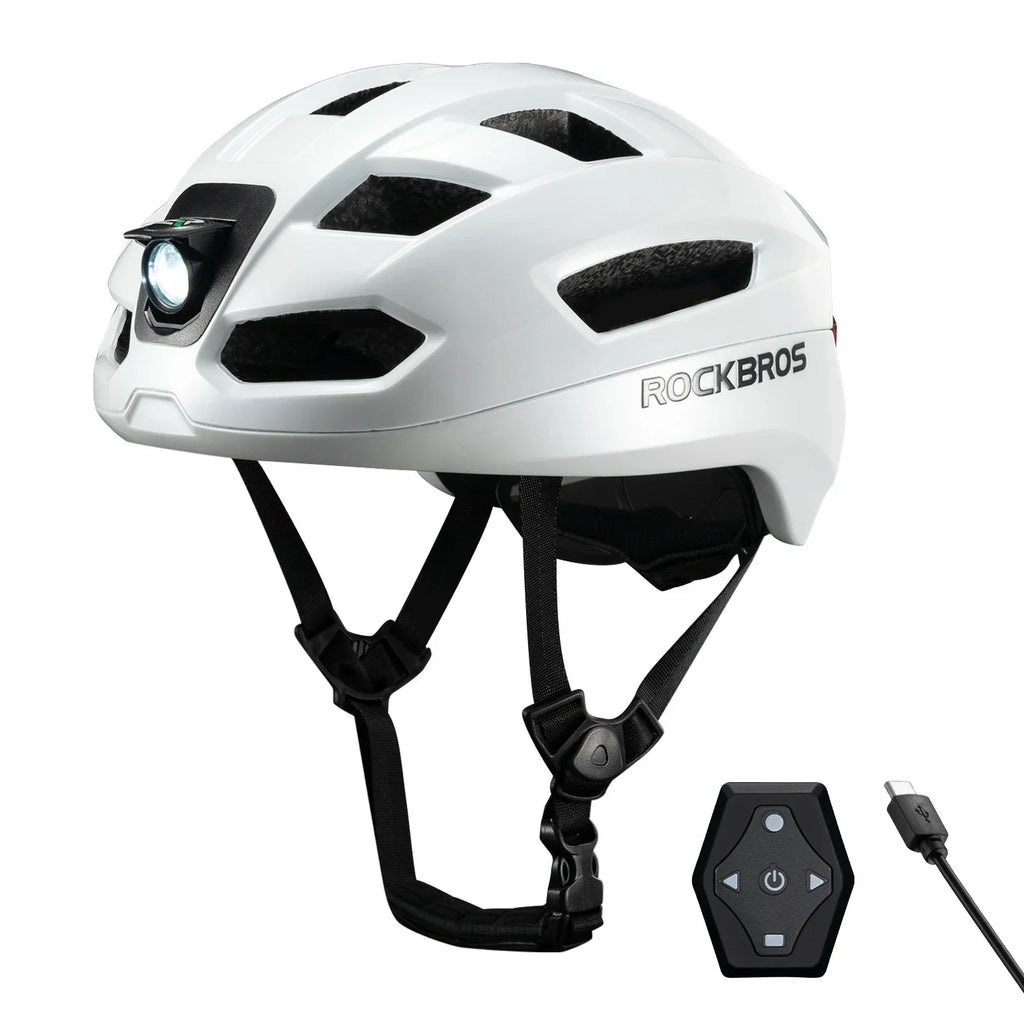Steering Remote Smart Riding Helmet with Bike Headlight and Tail Light GlowGuard