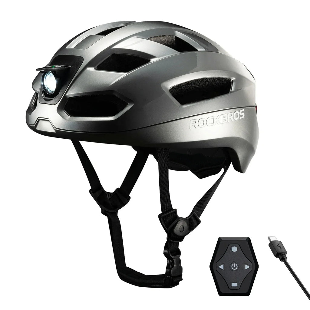 Steering Remote Smart Riding Helmet with Bike Headlight and Tail Light GlowGuard