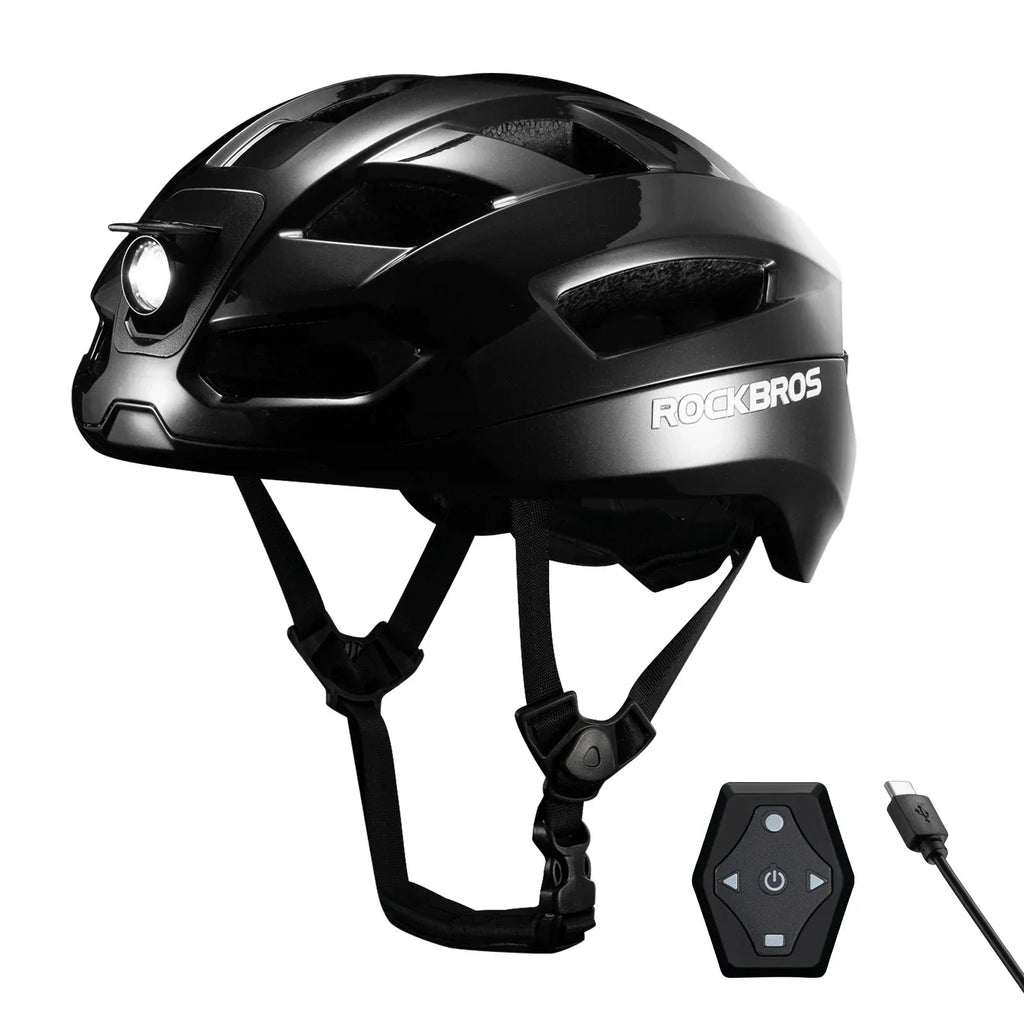 Steering Remote Smart Riding Helmet with Bike Headlight and Tail Light GlowGuard