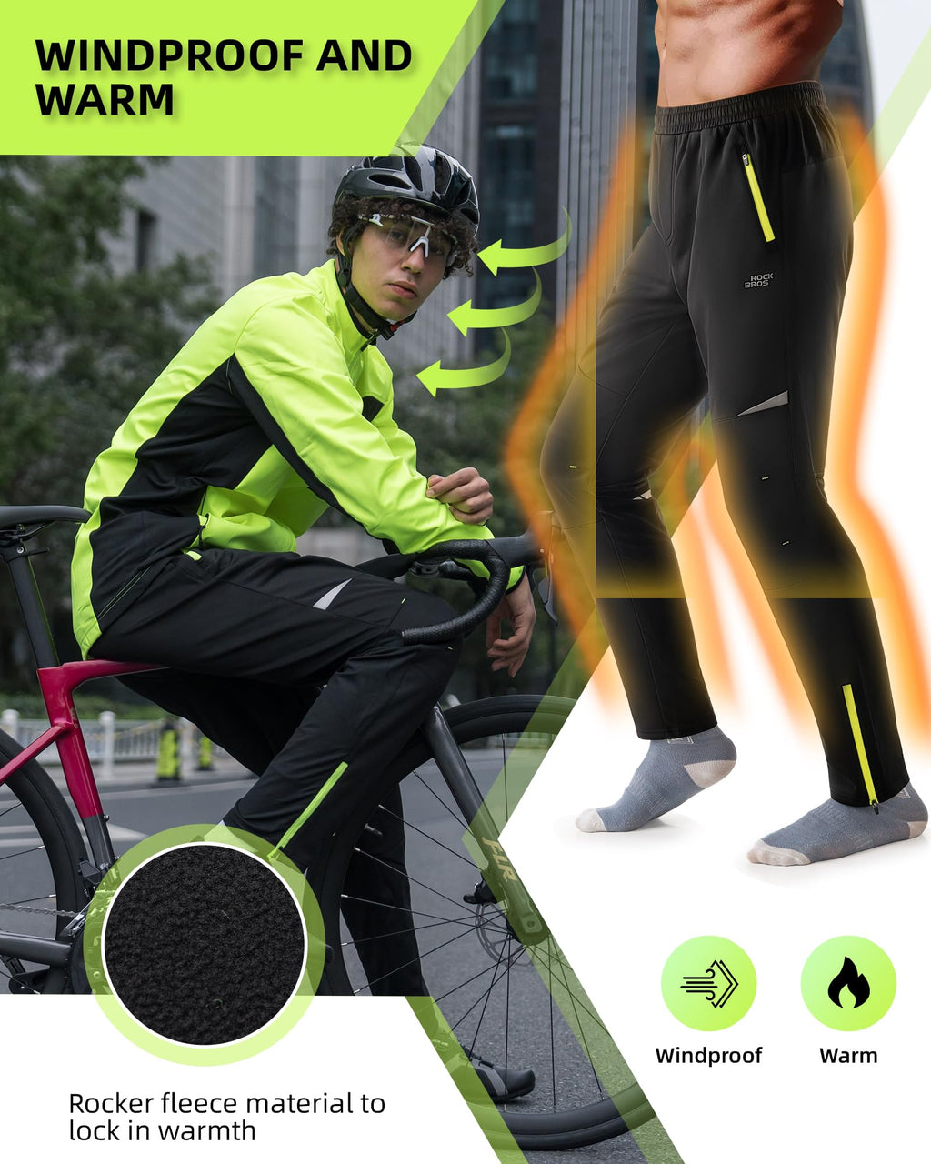 Winter Thermal Tights Windproof Bike Cycling Pants for Running Outdoor Hiking Gear