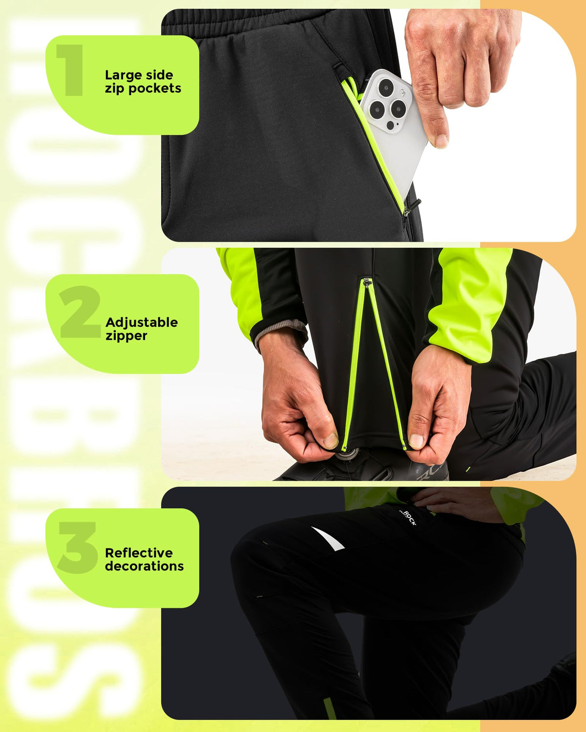 Winter Thermal Tights Windproof Bike Cycling Pants for Running Outdoor Hiking Gear
