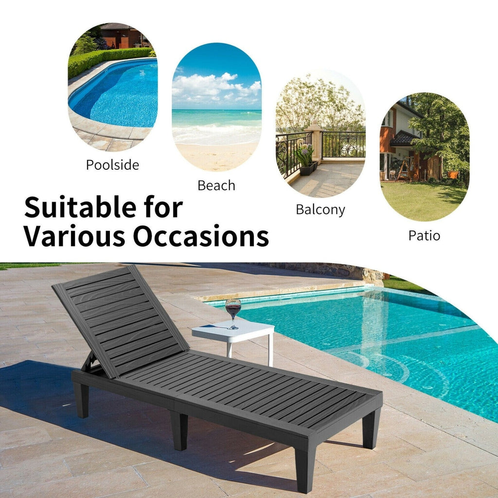 Outdoor Chaise Lounge Chair Set of 2 with 5-Position Backrest