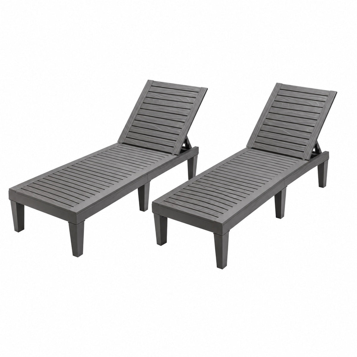 Outdoor Chaise Lounge Chair Set of 2 with 5-Position Backrest